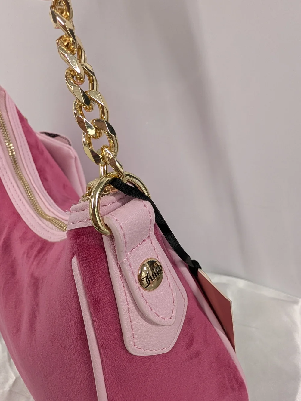 Juicy Couture Pink Velour Logo Hobo Bag